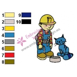 Bob The Builder and Pilchard Embroidery Design 02